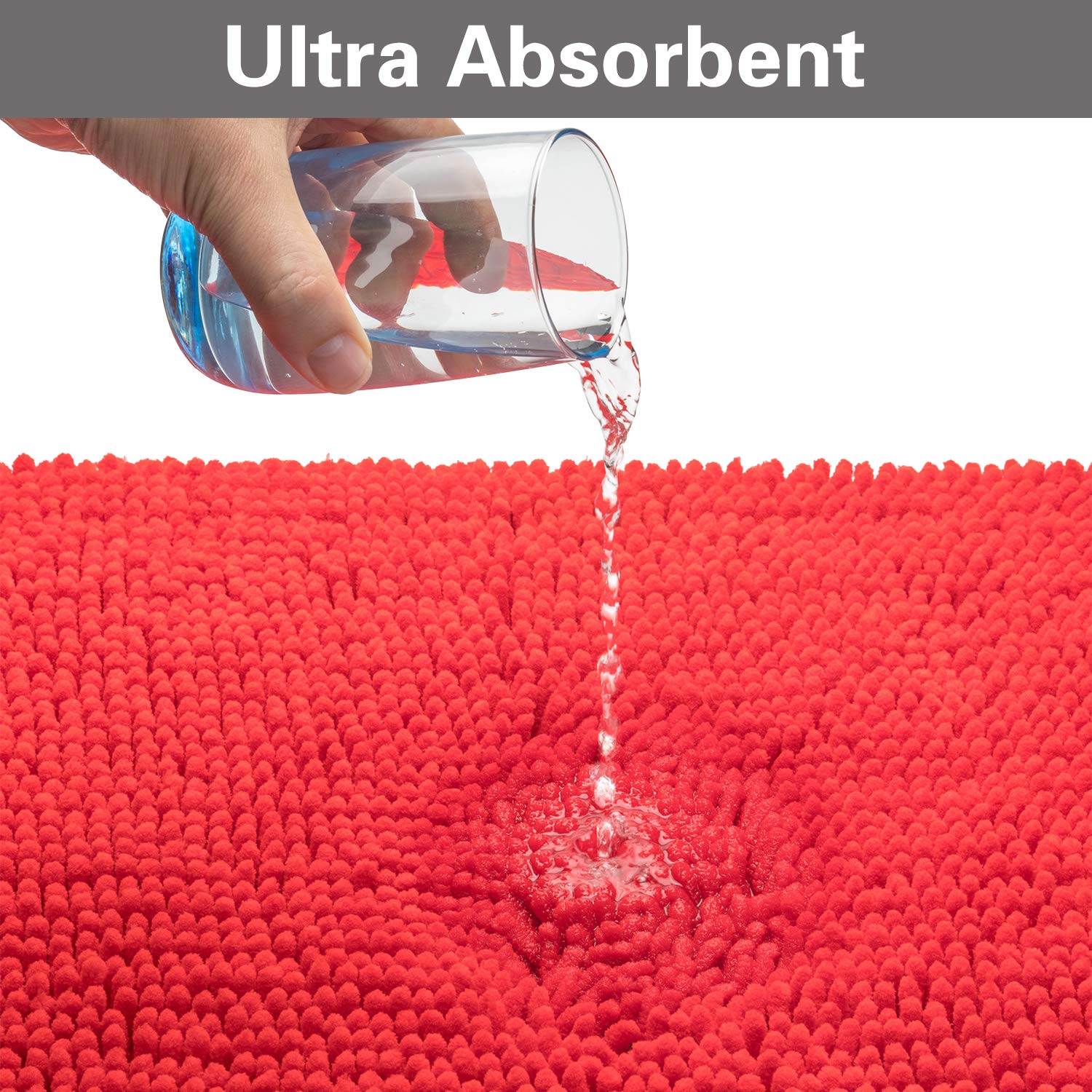 改VAGAU Bathroom Rugs Chenille Bath Mat Sets 2 Pieces, Extra Thick and Soft Absorbent Bath Rugs, Machine Washable, Non-Slip Plush Bath Mats for Tub, Shower, and Bath Room +Toilet Mat(Dark Grey)