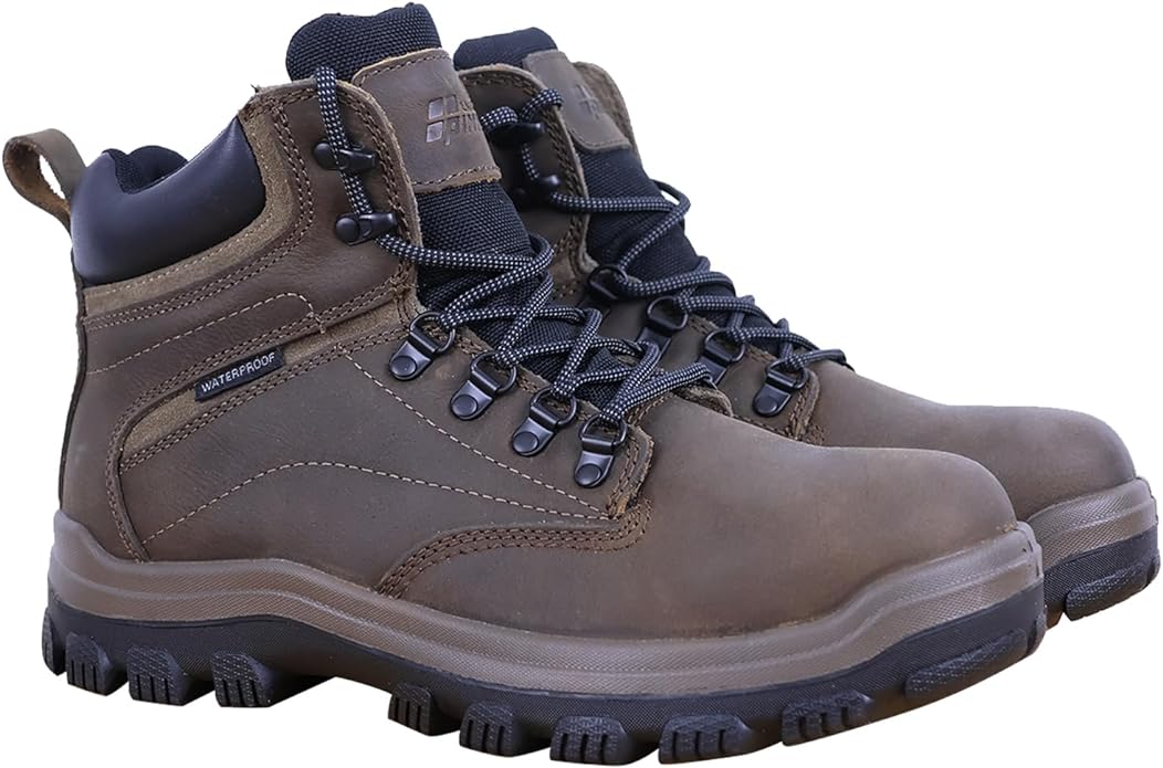 Mens Non Slip Steel Toe Work Shoes with 2 Insoles Waterproof & Oil Resistant