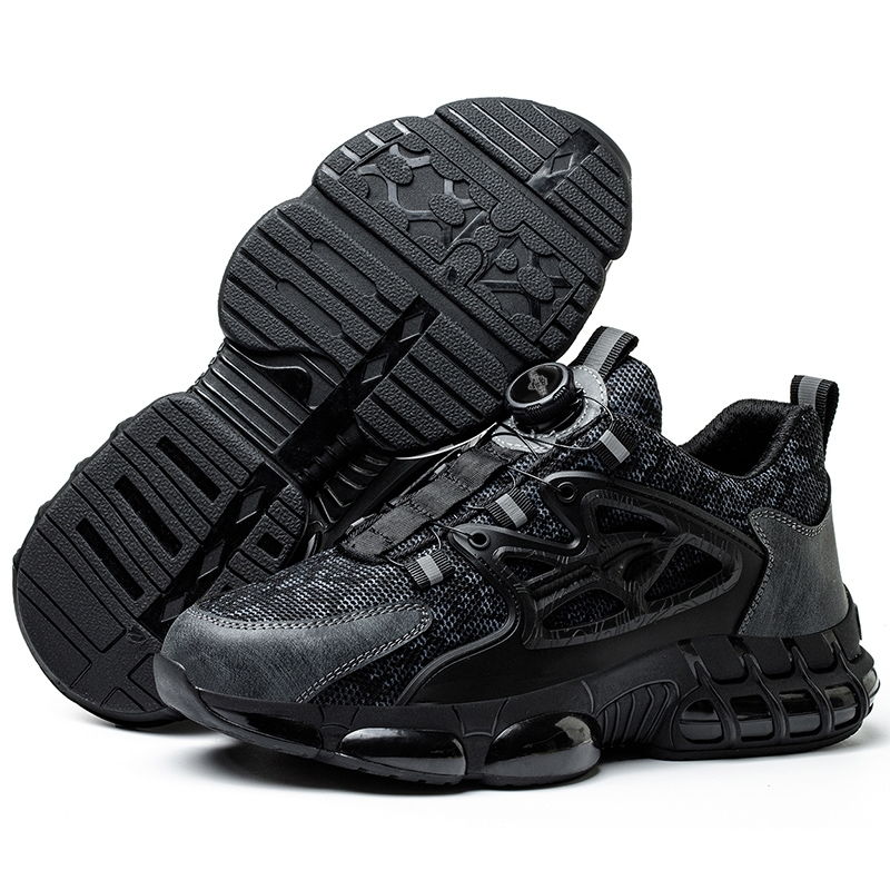 Men's Breathable Safety Footwear with Steel Toe Cap, Rotating Closure - Comfortable, All-Season Mesh Sneakers