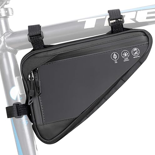 WOTOW Bike Frame Bag - Water Resistant Bicycle Top Tube Bag with TPU Sensitive Touch Screen & 1.9L Capacity, EVA Hard Shell Phone Holder Mount Bag, Compatible with 4.7-7" Phones with Case