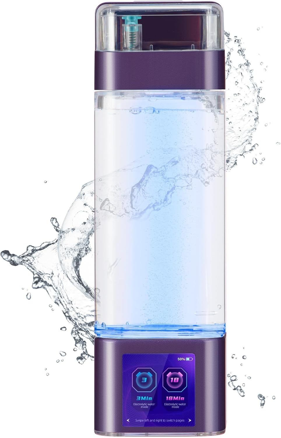 Hydrogen Water Bottle Deluxe Version, Up to 12000ppb Concentration, Upgrade Smart Touchscreen Control SPE Hydrogen Generator with LED Display Portable Hydrogen Water Machine