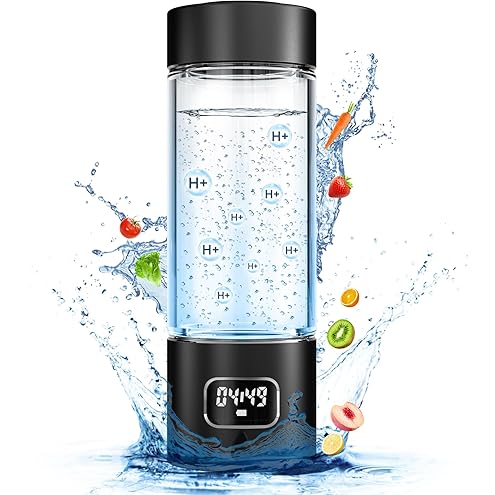 Hydrogen Water Bottle Deluxe Version, Up to 12000ppb Concentration, Upgrade Smart Touchscreen Control SPE Hydrogen Generator with LED Display Portable Hydrogen Water Machine