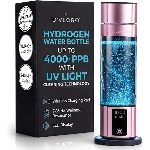 Hydrogen Water Bottle Deluxe Version, Up to 12000ppb Concentration, Upgrade Smart Touchscreen Control SPE Hydrogen Generator with LED Display Portable Hydrogen Water Machine