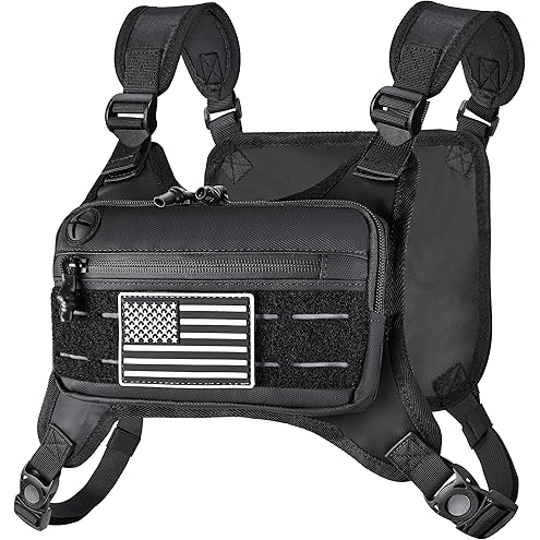 Chest Pack for Men Women - Tactical Vest for Outdoor, Adjustable Sport Chest Bag with Phone Holder & Extra Storage for Running, Cycling, EDC, Lightweight Running Backpack for Workouts