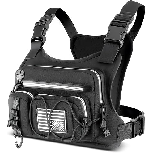 Chest Pack for Men Women - Tactical Vest for Outdoor, Adjustable Sport Chest Bag with Phone Holder & Extra Storage for Running, Cycling, EDC, Lightweight Running Backpack for Workouts