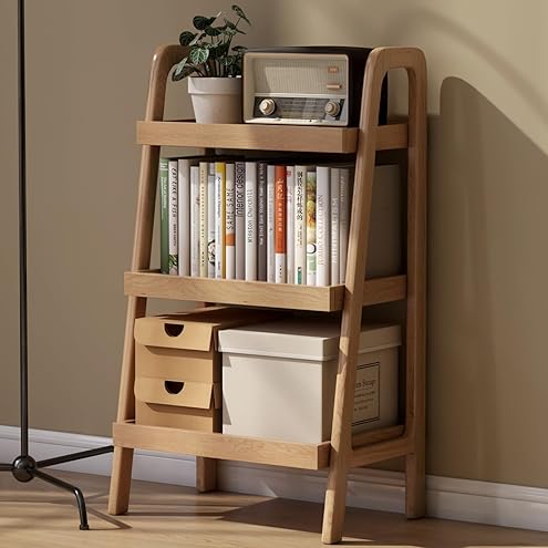 3-Tier Bamboo Bookshelf - Wood Bookcase Organizer with Open Shelves for Living Room & Home Office-Walnut Medium