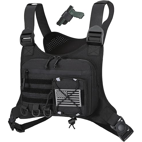 Chest Pack for Men Women - Tactical Vest for Outdoor, Adjustable Sport Chest Bag with Phone Holder & Extra Storage for Running, Cycling, EDC, Lightweight Running Backpack for Workouts
