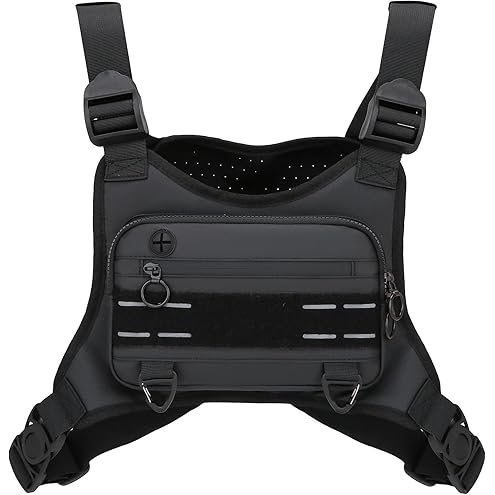 Chest Pack for Men Women - Tactical Vest for Outdoor, Adjustable Sport Chest Bag with Phone Holder & Extra Storage for Running, Cycling, EDC, Lightweight Running Backpack for Workouts