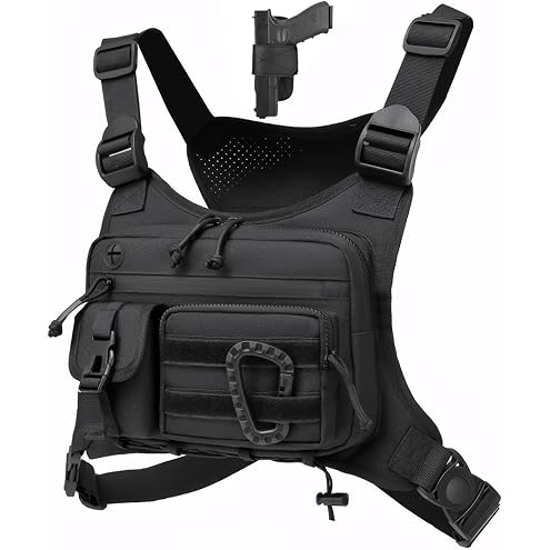 Chest Pack for Men Women - Tactical Vest for Outdoor, Adjustable Sport Chest Bag with Phone Holder & Extra Storage for Running, Cycling, EDC, Lightweight Running Backpack for Workouts