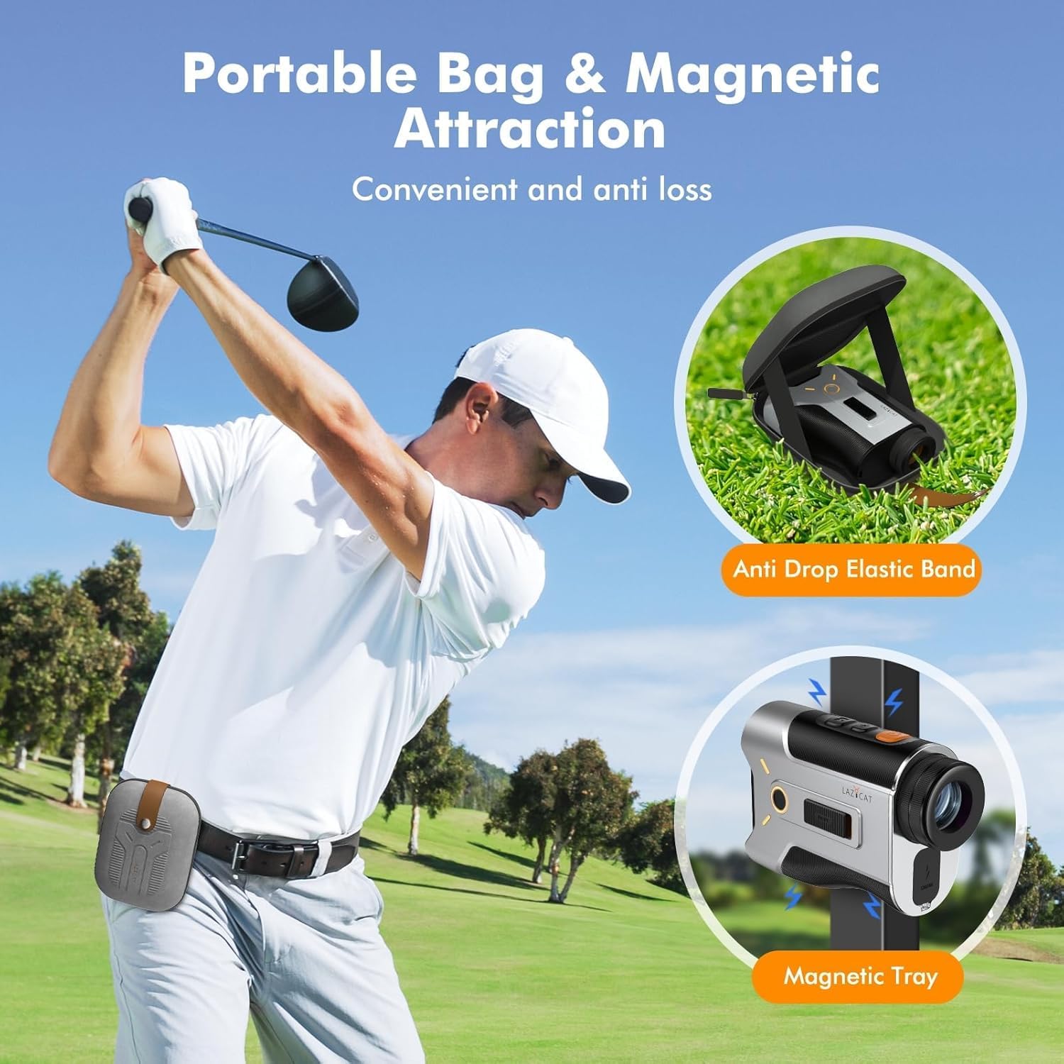 LAZYCAT Golf Rangefinder with Slope,1200 Yards Laser Range Finder Golfing Dimmable,Range Finder Golf 7X Magnification,Flag Lock Vibration,Measure Speed,Rechargeable with Magnet,Golf Gifts for Men