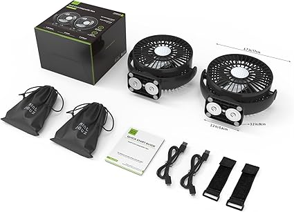 Minthouz Magnetic Golf Cart Fan, Rechargeable 12000mAh Fan, 3-Speed 360° Rotation, Timer Function, LED Lighting, Magnetic Base & Strap, Compatible with EZGO, Club Car, Yamaha Golf Carts