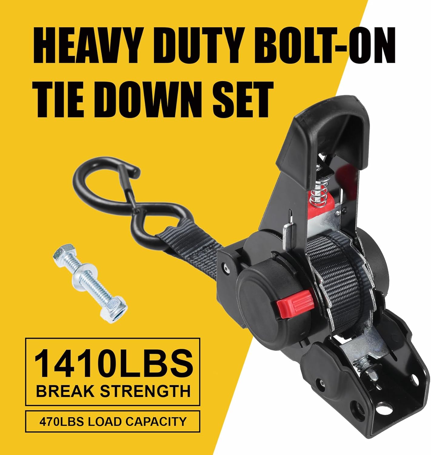 Ayaport Retractable Ratchet Straps 1 inch x 6ft Bolt-on Tie Down Straps to Trailer - 1410lbs Break Strength, Heavy Duty Trailer Strap for Cargo, Boat, Jet Ski, Motorcycles, ATV
