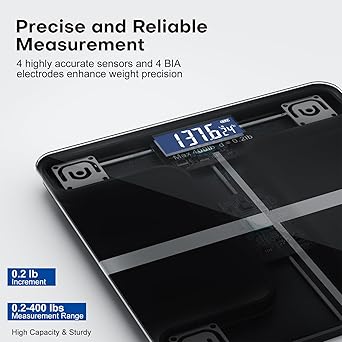 Smart Body Weight Scale, Digital Bathroom Scale, Measures BMI and Body Composition, Equipped with a Smartphone app, Maximum Weight Capacity 400 lbs/180 kg.