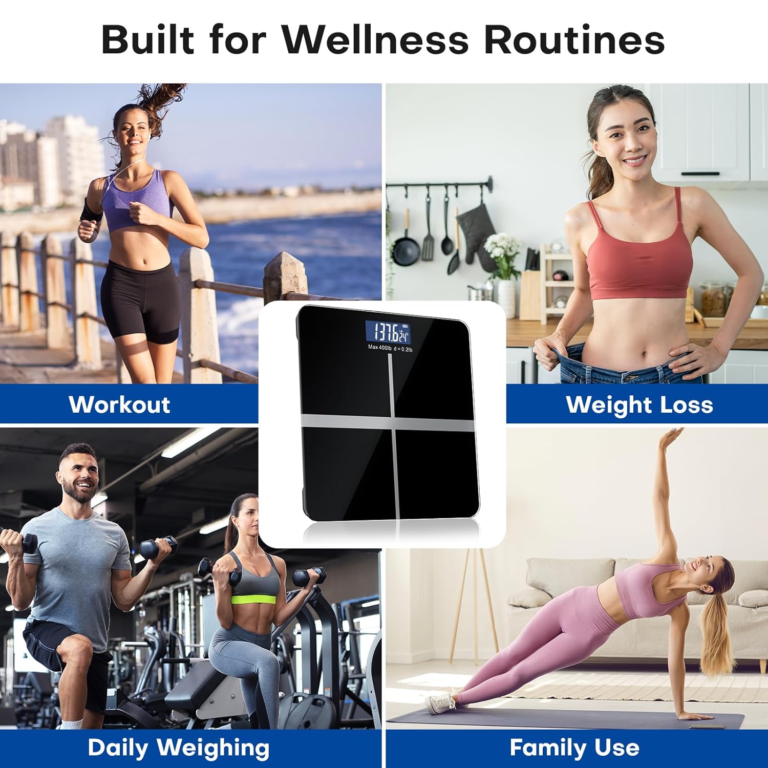 Smart Body Weight Scale, Digital Bathroom Scale, Measures BMI and Body Composition, Equipped with a Smartphone app, Maximum Weight Capacity 400 lbs/180 kg.