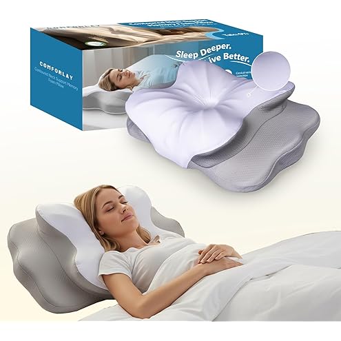 Nontoxic Talc-Free Cervical Memory Foam Pillow for Neck and Shoulder, Butterfly-Shaped Ergonomic Breathable Pillow for Side Back Stomach Sleepers with Pillowcase, Skin-Friendly Fabric