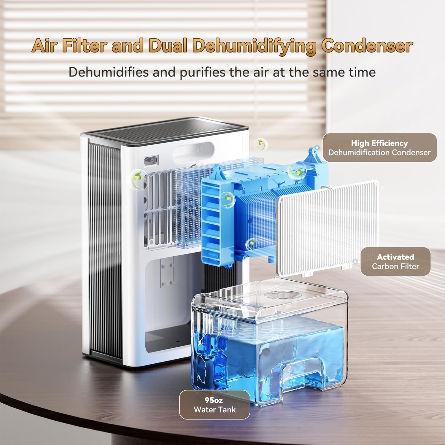 Home Dehumidifier with Drain Hose, (950 sq.ft) 95oz Quiet dehumidifier for Bedroom Bathroom, with Air Reusable Filter Indoor deshumidificador for Basement RV Closet