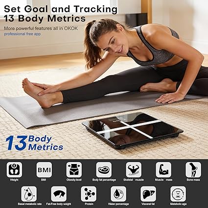 Smart Body Weight Scale, Digital Bathroom Scale, Measures BMI and Body Composition, Equipped with a Smartphone app, Maximum Weight Capacity 400 lbs/180 kg.