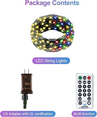Outdoor Indoor String Lights Christmas 500LED Warm White Multicolor Fairy Lights 164ft Green Wire Dimmable with Remote Control, Waterproof Fairy Light for DIY Christmas Tree