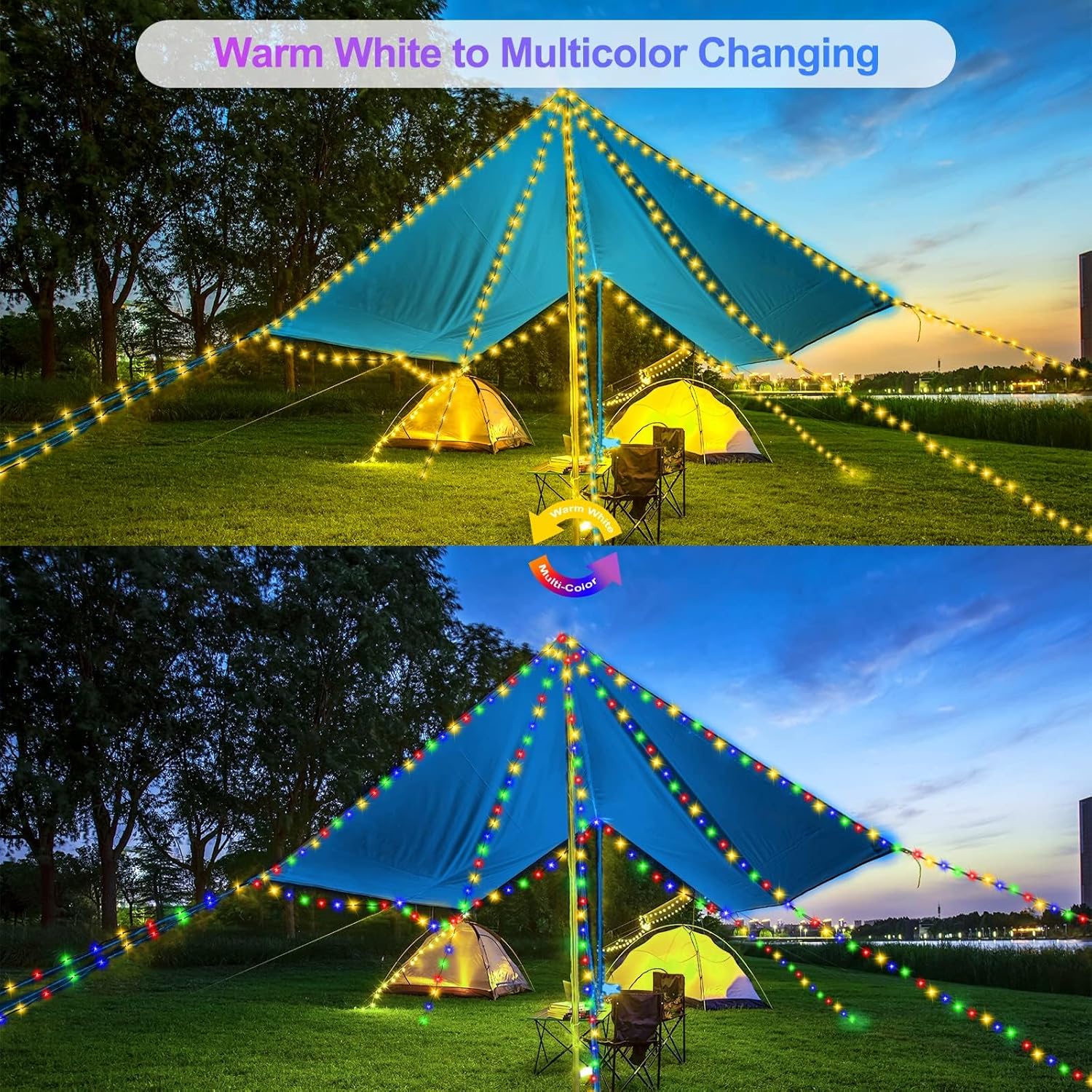Outdoor Indoor String Lights Christmas 500LED Warm White Multicolor Fairy Lights 164ft Green Wire Dimmable with Remote Control, Waterproof Fairy Light for DIY Christmas Tree