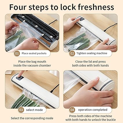 Vacuum Sealer Machine | Compact Design | One-Touch Automatic | Seal in 10-20 Seconds | Dry, Moist, Wet, and Cold Modes | With 10 Vacuum Bags & Built-in Cutter