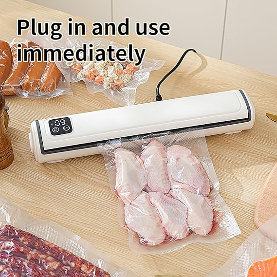 Vacuum Sealer Machine | Compact Design | One-Touch Automatic | Seal in 10-20 Seconds | Dry, Moist, Wet, and Cold Modes | With 10 Vacuum Bags & Built-in Cutter