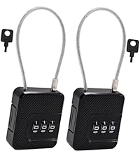 2-Pack Combination Padlock Secure, Gym Locker Lock with 3-Digit for Luggage Backpack Toolbox Cabinet Sport Storage Gate Hasp, Long Cable Latch for Travel Office, Back to School Essential