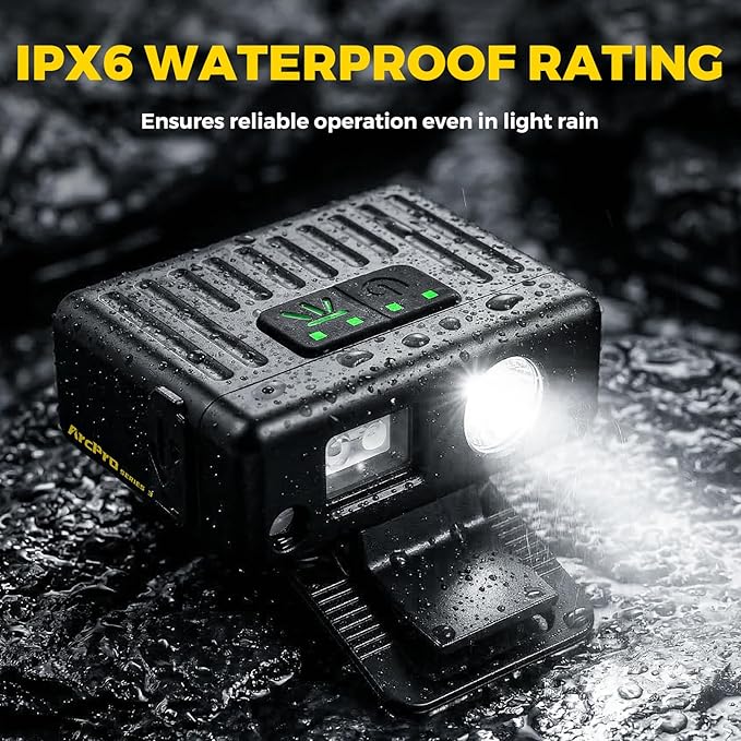 Ultra-Light (1.16oz) LED Clip on Hat Light with Motion Sensor - USB-C Rechargeable Cap Light, 5 Modes with Red Light, IPX6 Waterproof Headlamp for Fishing Hands-Free Clip-on Light(Black)