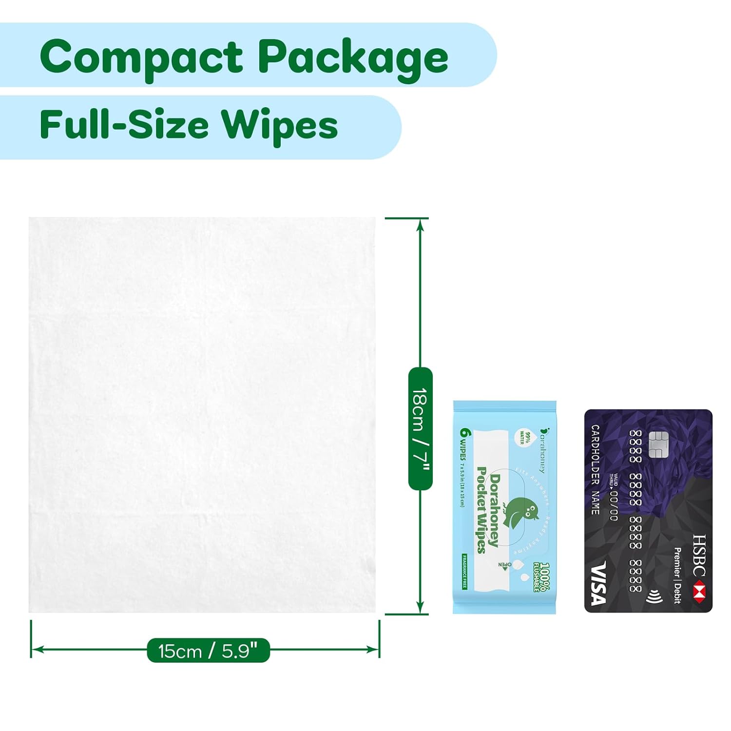 Flushable Wipes Travel Size, 99% Water Mini Wet Wipes for Sensitive Skin, Hypoallergenic &amp; Unscented On The Go Pocket Wipes, 48 Count (8 Packs of 6)