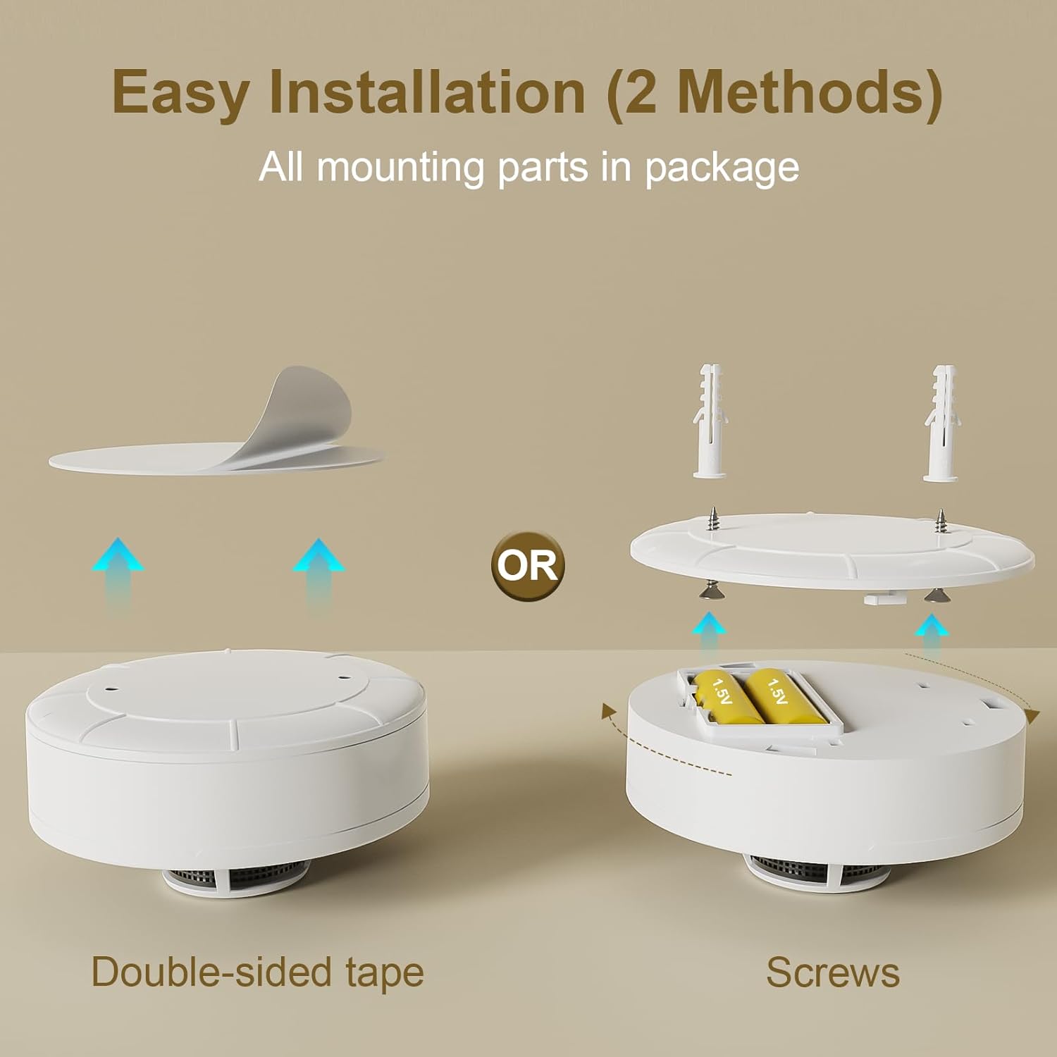 Smoke Detector, Fire Alarms for Home, Battery Powered Photoelectric Smoke Alarm with Test/Mute Button (Not Include Batteries),2 PCS