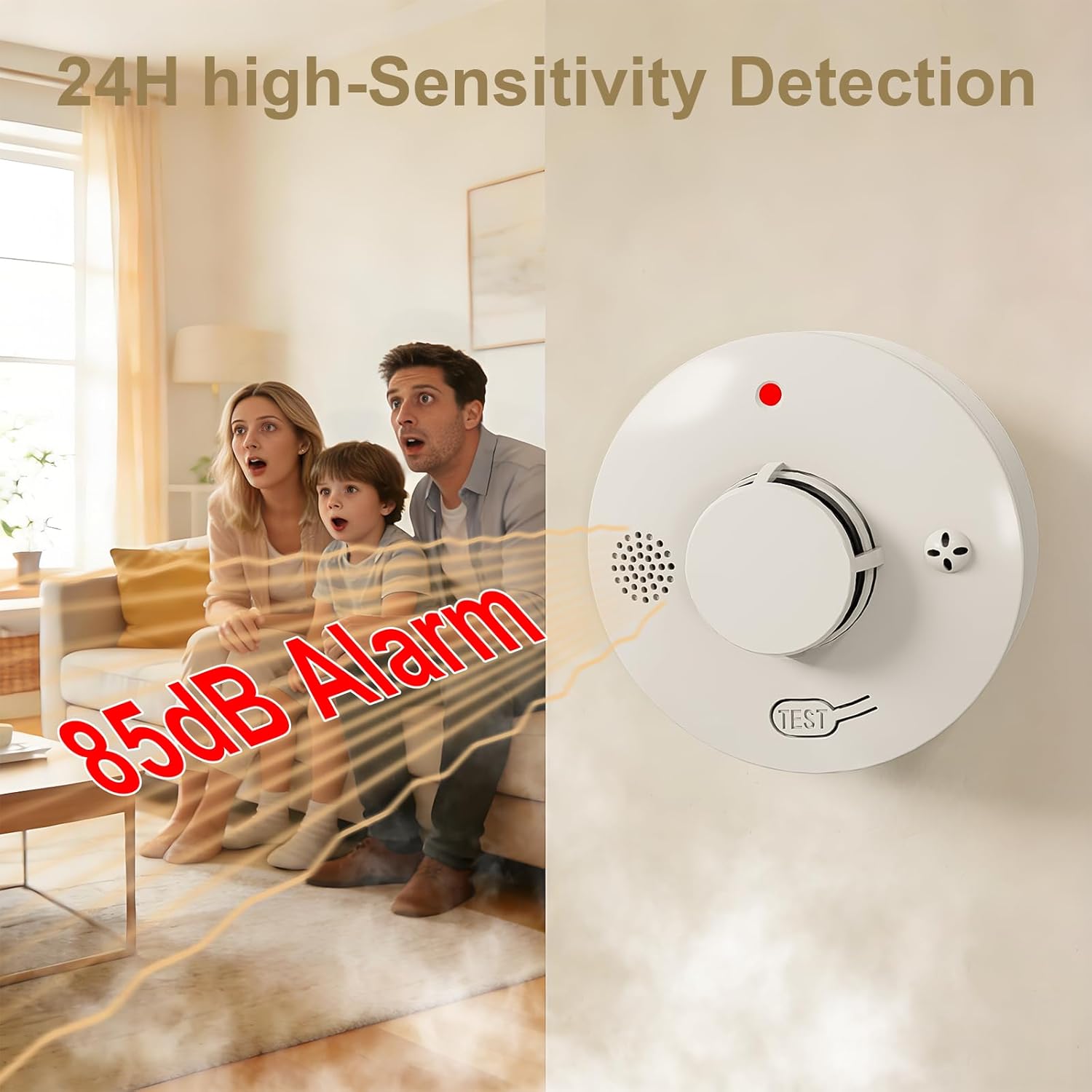 Smoke Detector, Fire Alarms for Home, Battery Powered Photoelectric Smoke Alarm with Test/Mute Button (Not Include Batteries),2 PCS