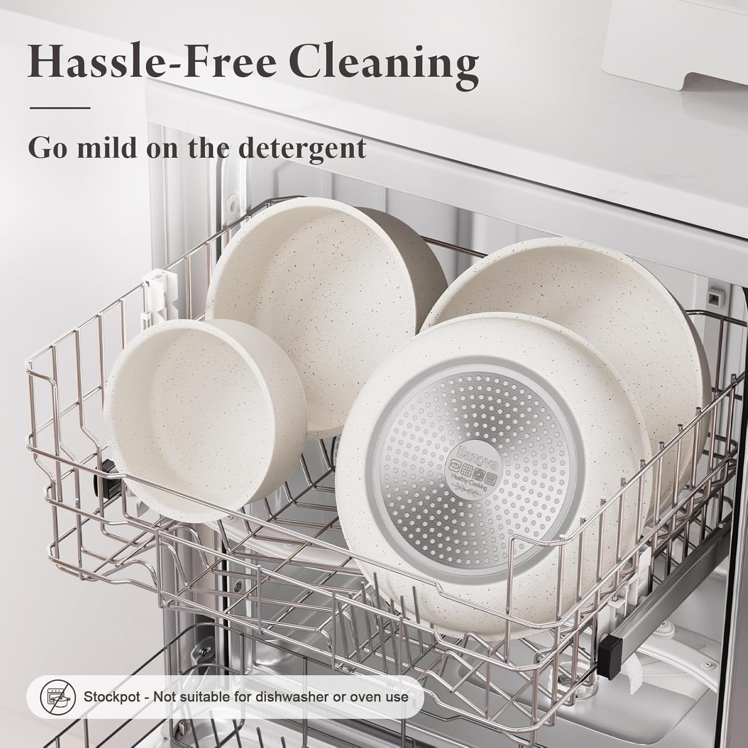 22-Piece Pots and Pans Set Non Stick with Removable Handles, Ceramic Cookware Set, Large-Capacity & Non Toxic, Induction & RV Compatible, Dishwasher Safe, PFAS/PTFE/PFOA Free, White