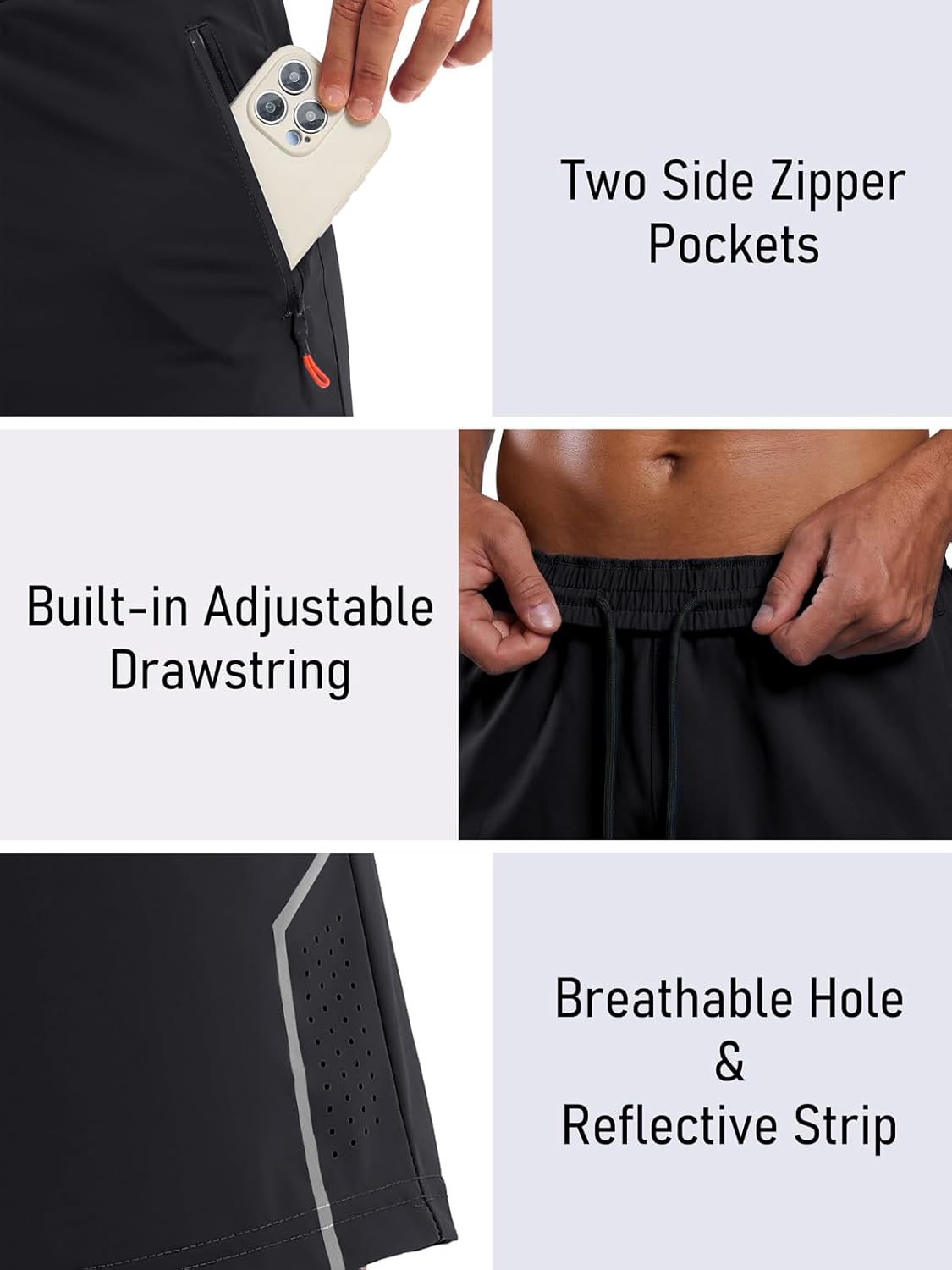 Men's 7 inch Running Shorts with Zipper Pockets Quick Dry Athletic Gym Workout Shorts Lightweight
