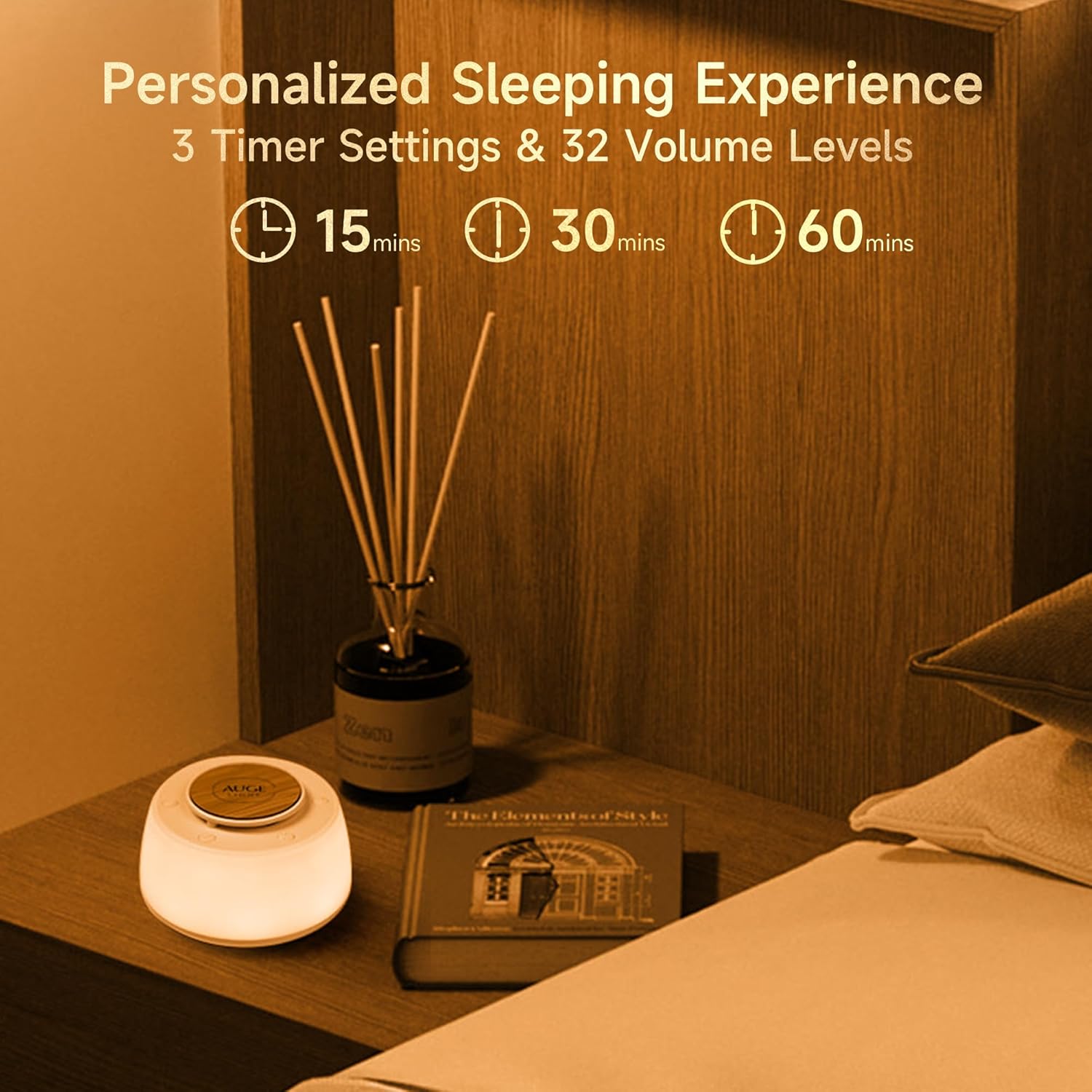 AUGE LIGHT White Noise Sound Machine, Sound Machine for Sleep Kids Adults, Baby White Noise Machine with 3 Timer Modes, Noise Machine for Baby Kids Adults, 30 Soothing Sounds 32 Volume Levels