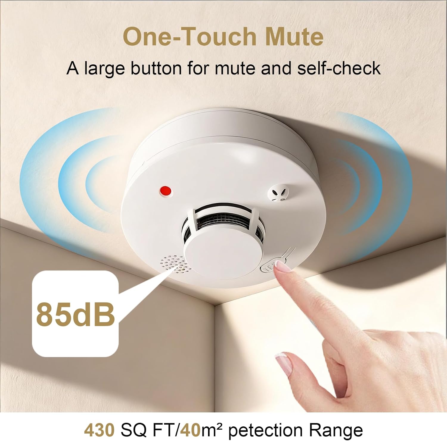 Smoke Detector, Fire Alarms for Home, Battery Powered Photoelectric Smoke Alarm with Test/Mute Button (Not Include Batteries),2 PCS