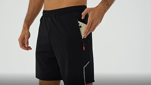 Men's 7 inch Running Shorts with Zipper Pockets Quick Dry Athletic Gym Workout Shorts Lightweight