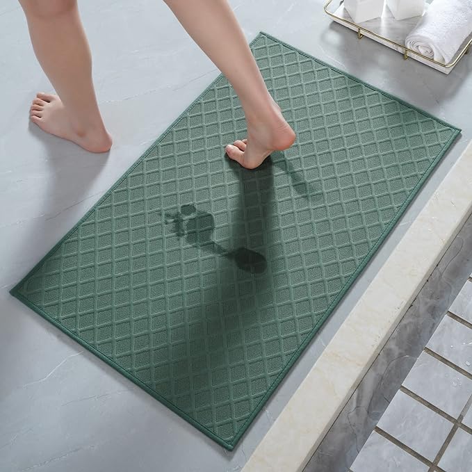 AMOAMI Ultra Thin Bathroom Rugs, Rubber Backed Bath Mats for Bathroom Non Slip, Absorbent Bathroom Mat for Floor, Shower, Sink(16