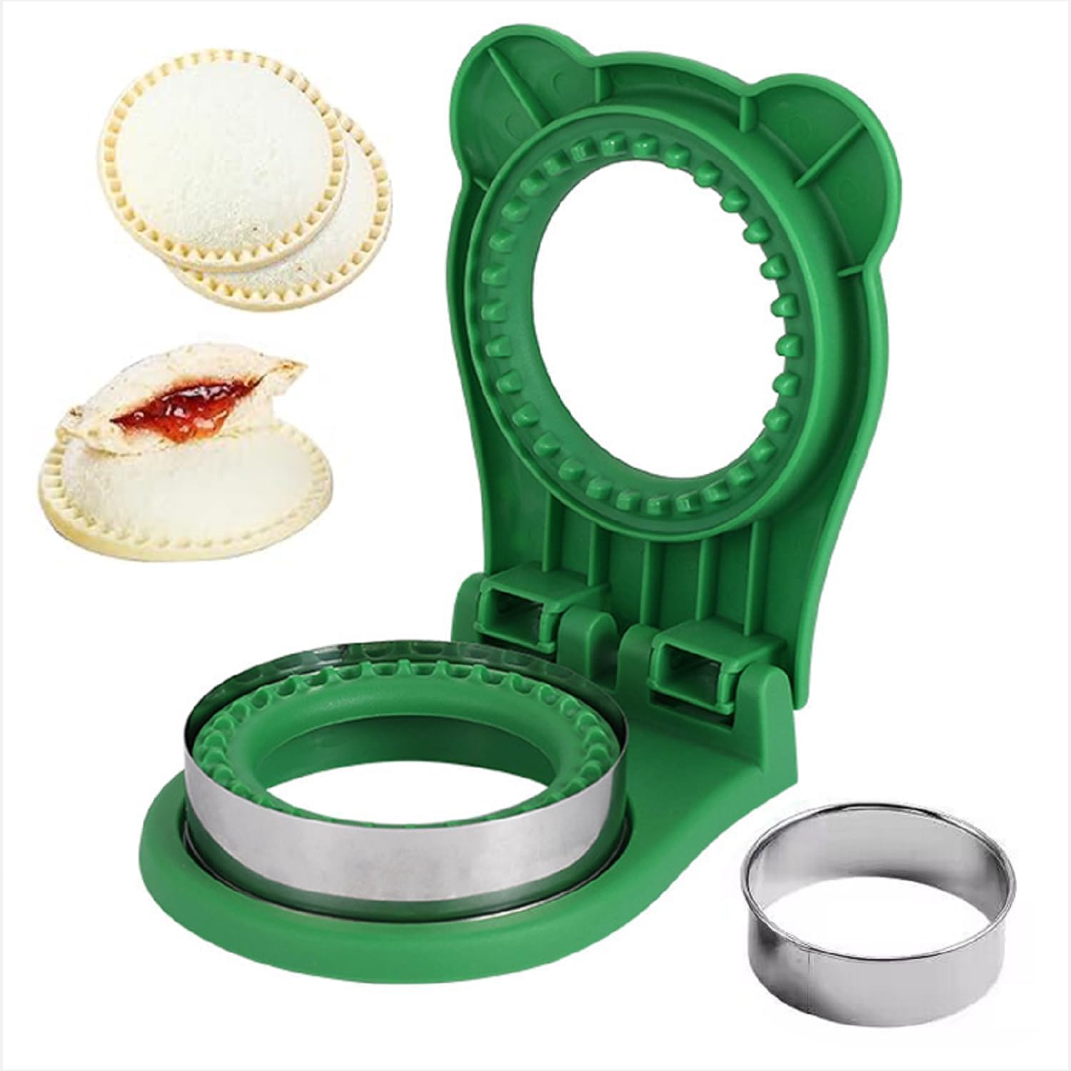 Uncrustable Sandwich Maker, Circle Shape 3.7 Inch Sandwich Cutter and Sealer for Kids Breakfast and Lunchboxes, Green