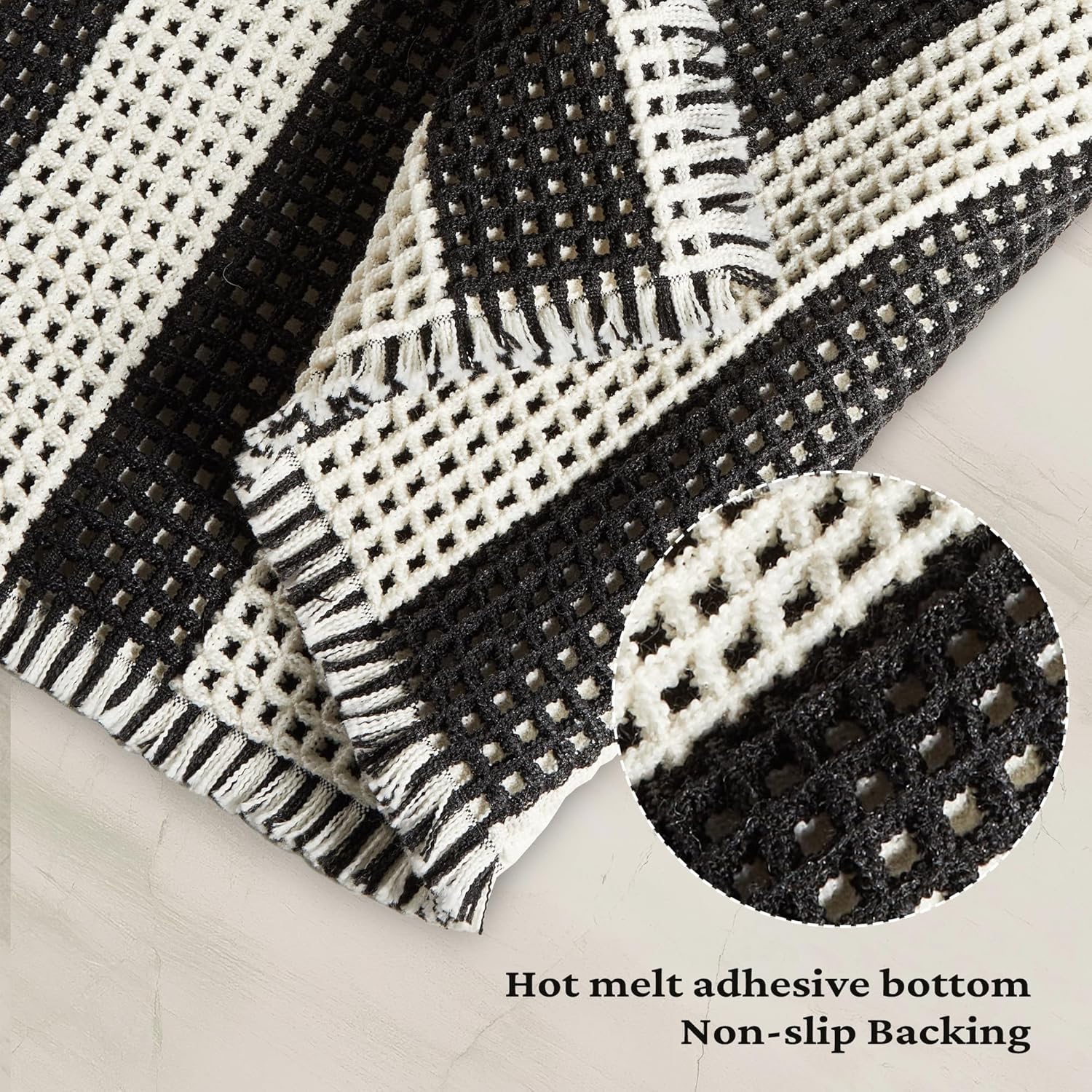 MatEssenz Machine Washable Nonslip Bathroom Rugs Quick Drying Water Absorbing Small Bath Mat for Bathroom Floor,20" x 32", Shower Accessories, Black and White Stripes