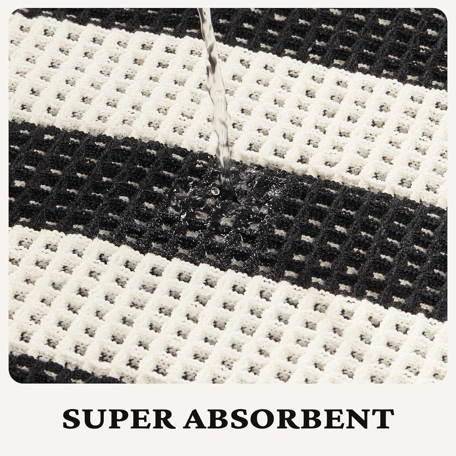 MatEssenz Machine Washable Nonslip Bathroom Rugs Quick Drying Water Absorbing Small Bath Mat for Bathroom Floor,20" x 32", Shower Accessories, Black and White Stripes
