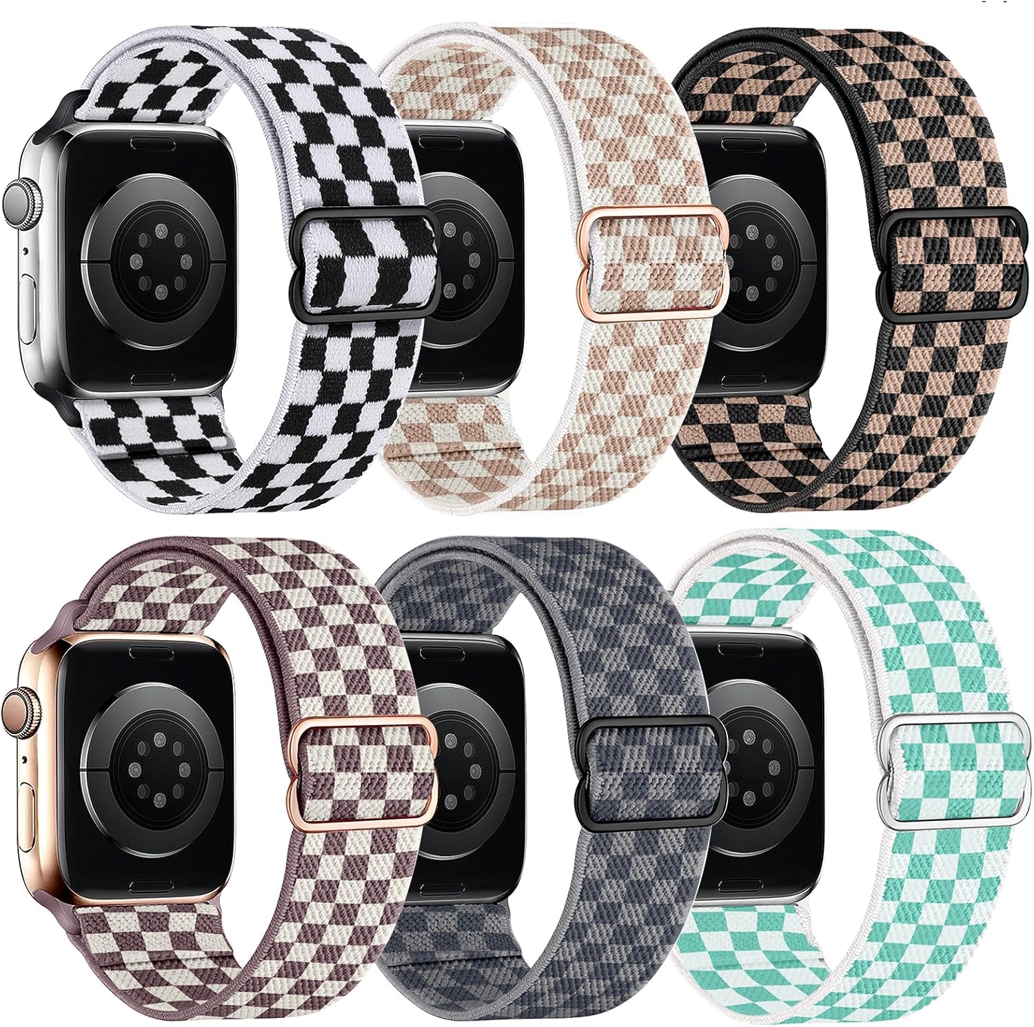 6 Pack Stretchy Solo Loop Compatible with Apple Watch Band 38mm 40mm 41mm 42mm 44mm 45mm 49mm Women Men,Soft Nylon Elastic Braided Strap Wristband for iWatch Series Ultra 9 8 7 6 5 4 3 2 1 SE