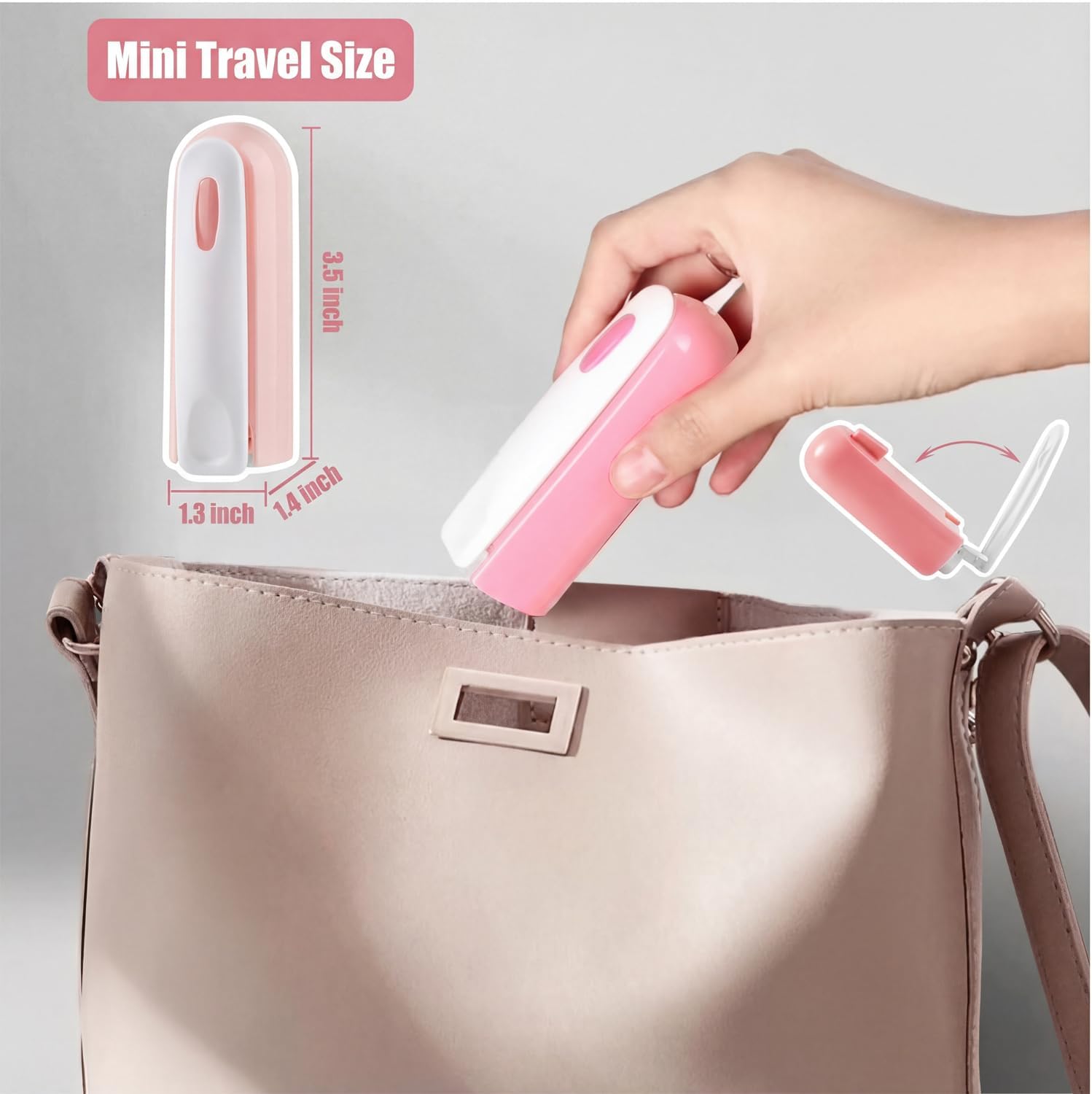 Reusable Lint Roller 2 Pack, Washable Sticky Lint Roller with Cover for Pet Hair, Portable Travel Lint Remover for Clothes, Purse, Furniture, Car, Large Mini Lint Brush for Home and Travel (Pink)