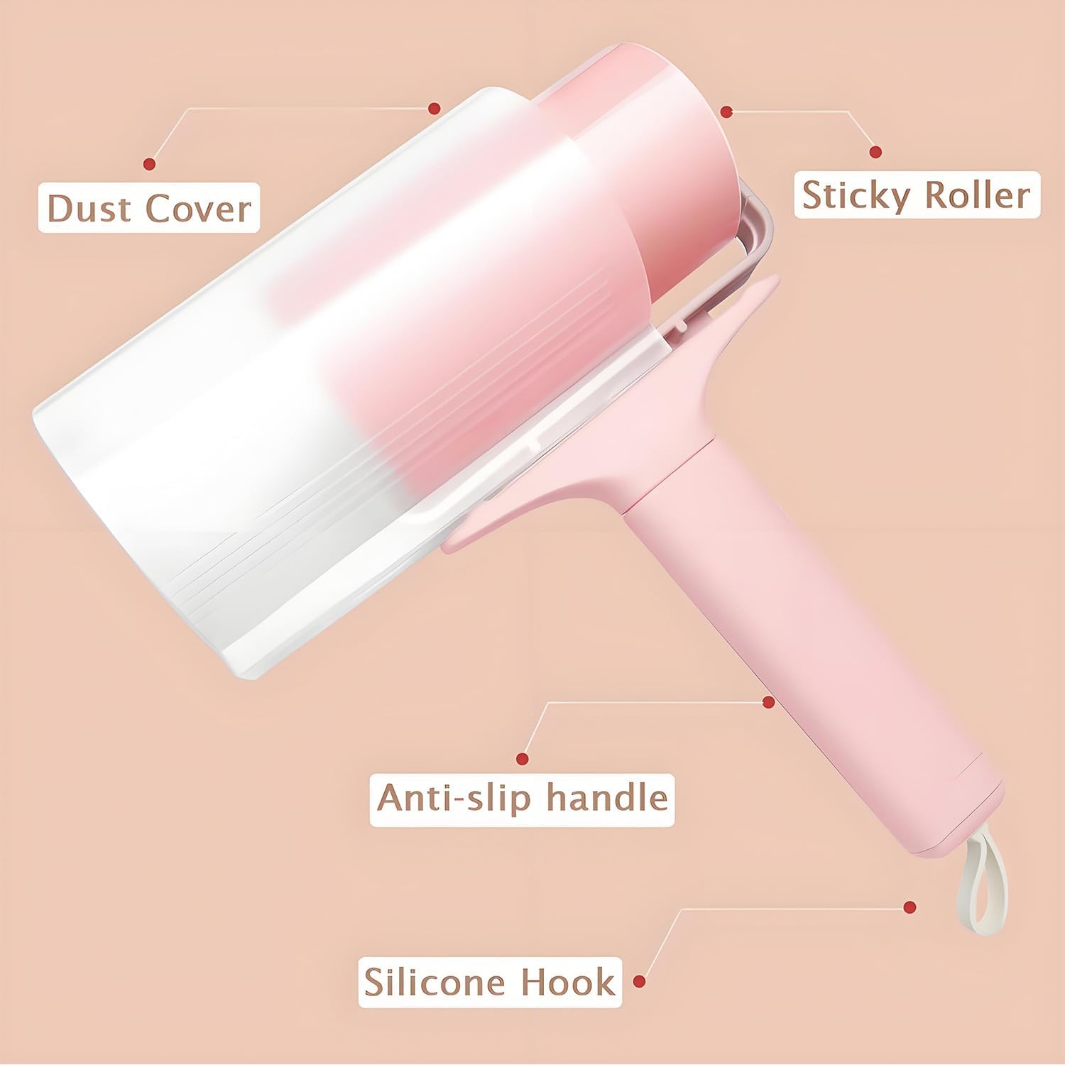 Reusable Lint Roller 2 Pack, Washable Sticky Lint Roller with Cover for Pet Hair, Portable Travel Lint Remover for Clothes, Purse, Furniture, Car, Large Mini Lint Brush for Home and Travel (Pink)