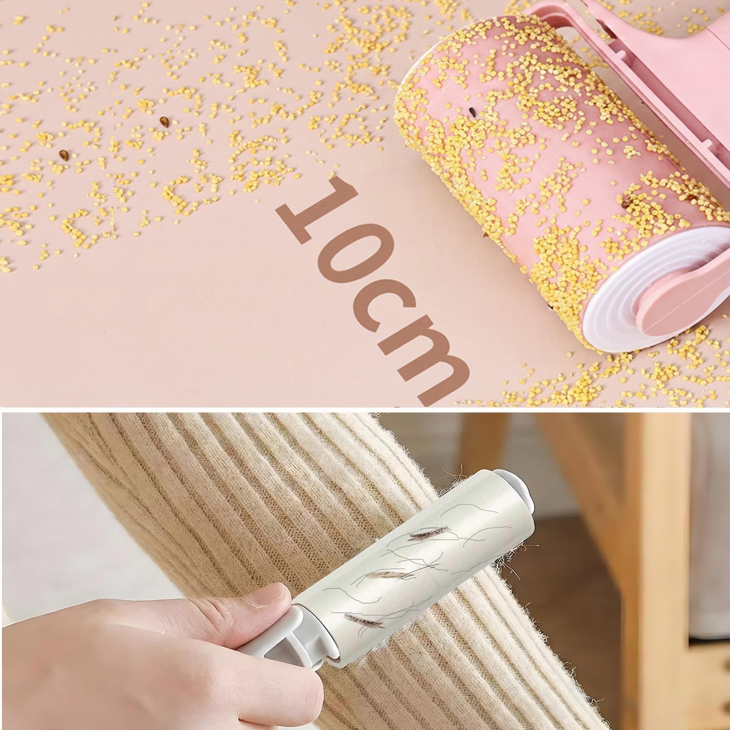 Reusable Lint Roller 2 Pack, Washable Sticky Lint Roller with Cover for Pet Hair, Portable Travel Lint Remover for Clothes, Purse, Furniture, Car, Large Mini Lint Brush for Home and Travel (Pink)