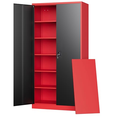 Metal Garage Storage Cabinets with Lock Door and Adjustable Shelves, Steel Tool Cabinets for Home,Office,Warehouse Organisieren