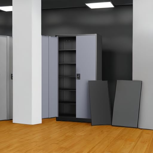 Metal Garage Storage Cabinets with Lock Door and Adjustable Shelves, Steel Tool Cabinets for Home,Office,Warehouse Organisieren