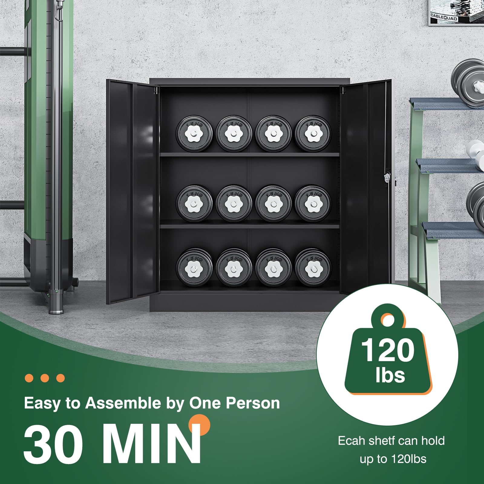 Metal Garage Storage Cabinets with Lock Door and Adjustable Shelves, Steel Tool Cabinets for Home,Office,Warehouse Organisieren