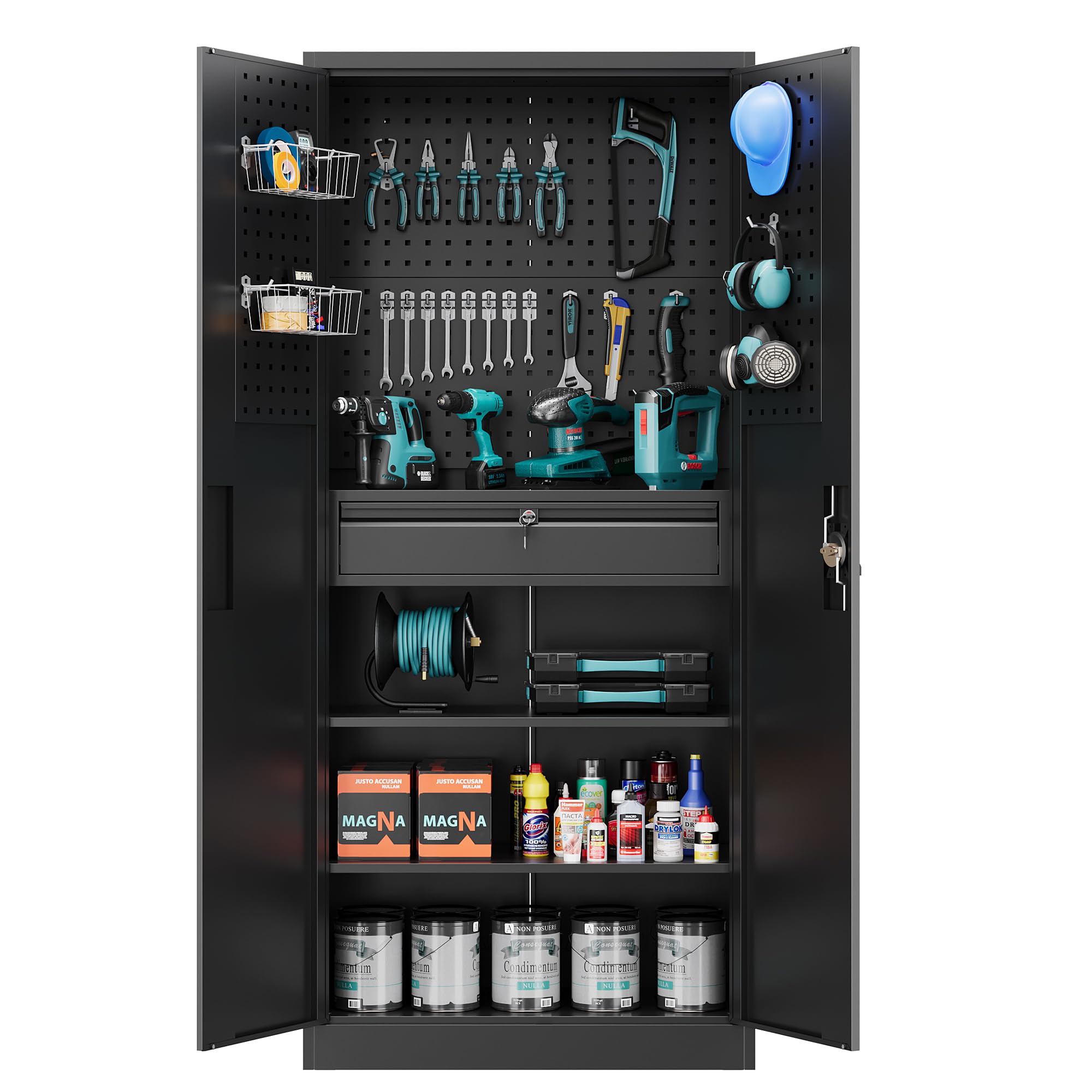 Metal Garage Storage Cabinets with Lock Door and Adjustable Shelves, Steel Tool Cabinets for Home,Office,Warehouse Organisieren