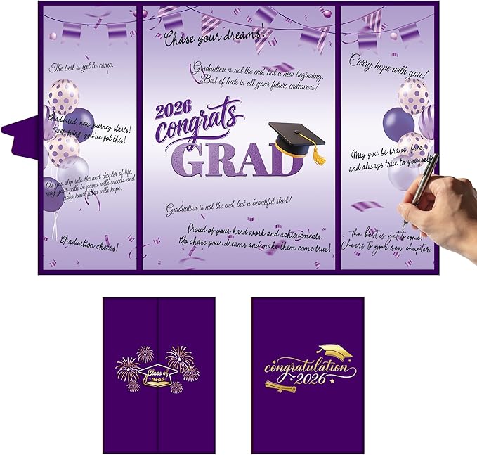 2026 Graduation Decorations Class of 2026 Guest Book – Orange Sign in Book Alternative 18x12 Inch Tri-Fold Signature Board for High School College Party Congrats Grad Keepsake Orange