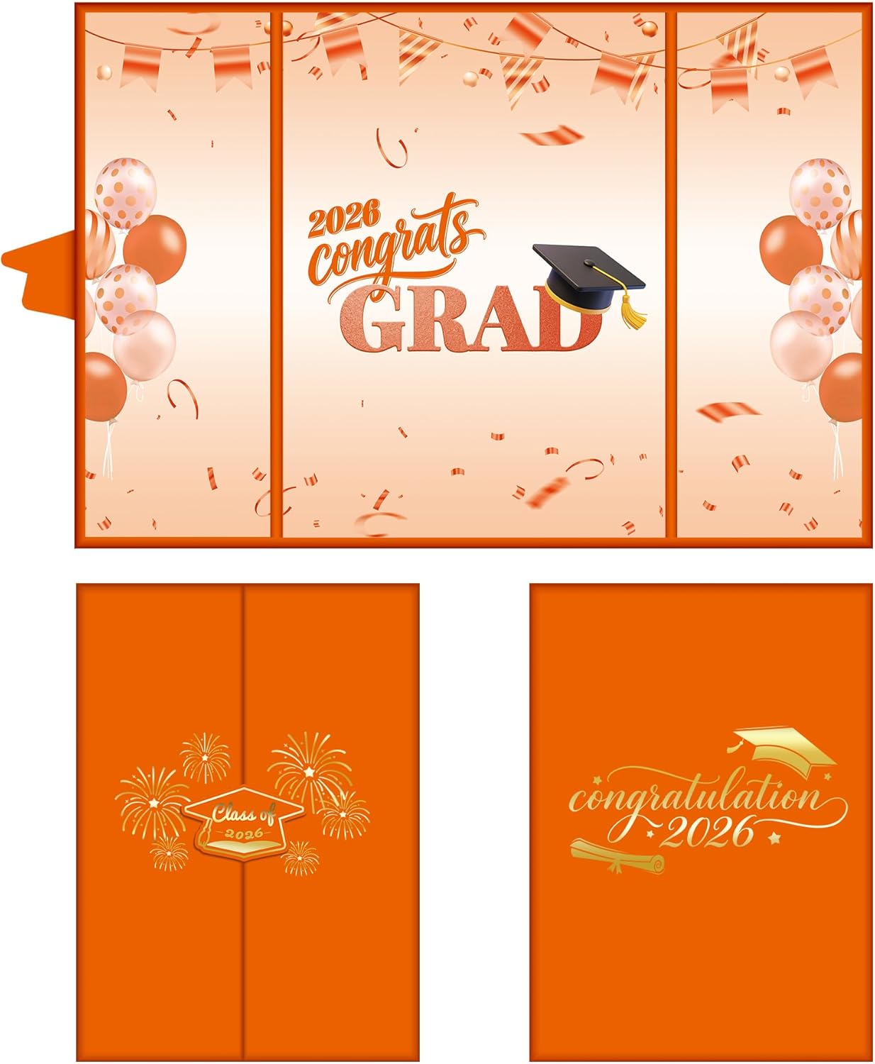 2026 Graduation Decorations Class of 2026 Guest Book – Orange Sign in Book Alternative 18x12 Inch Tri-Fold Signature Board for High School College Party Congrats Grad Keepsake Orange