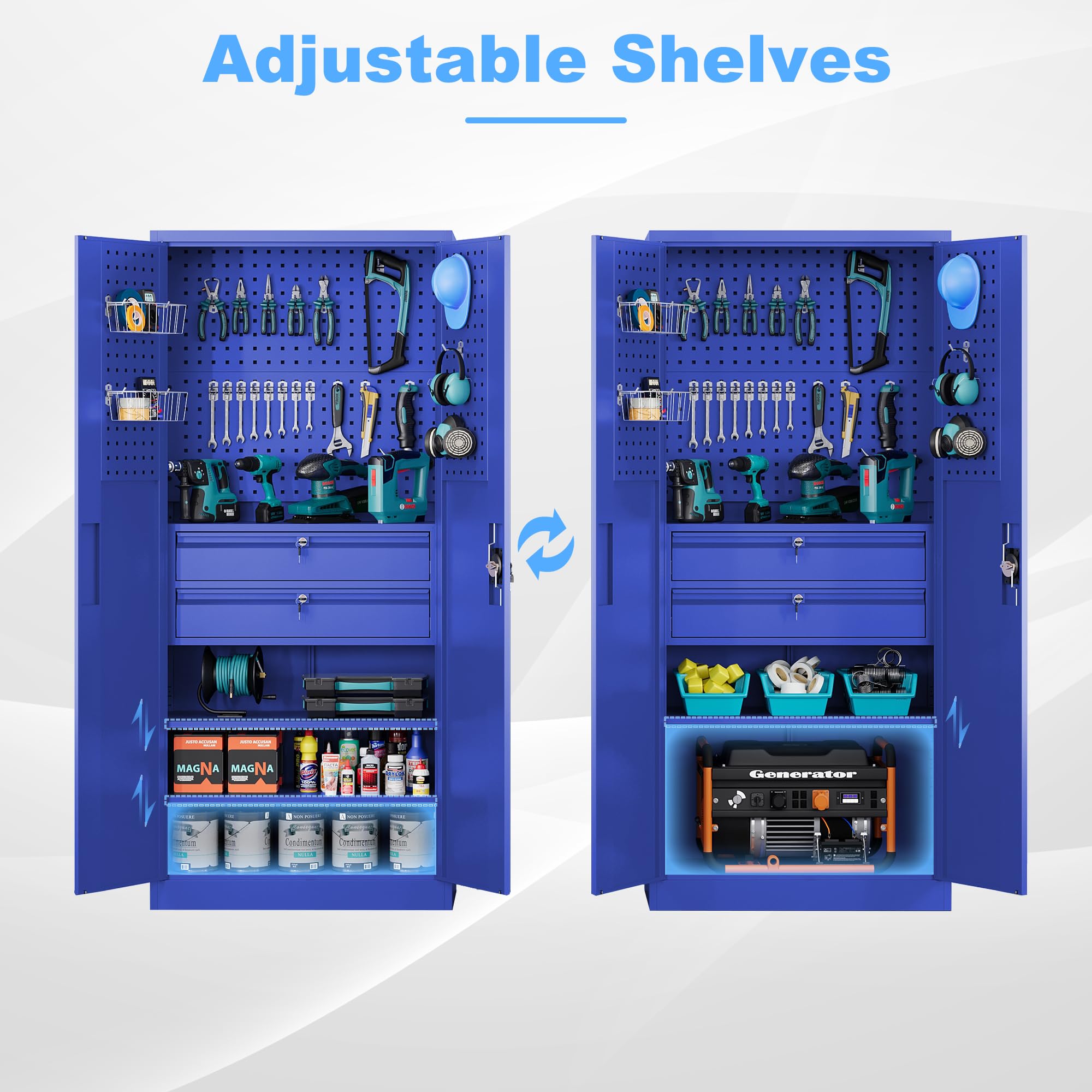 Metal Garage Storage Cabinets with Lock Door and Adjustable Shelves, Steel Tool Cabinets for Home,Office,Warehouse Organisieren